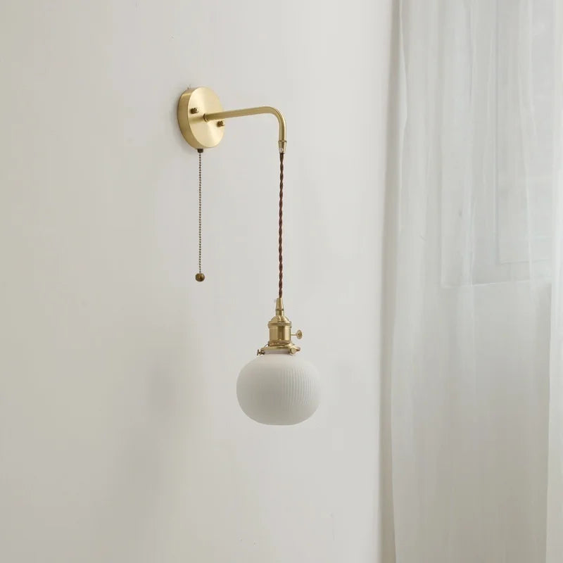 DecorBites™ Ceramic Copper LED Wall Lamp with Pull Chain Switch for Modern Style Interiors