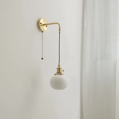 DecorBites™ Ceramic Copper LED Wall Lamp with Pull Chain Switch for Modern Style Interiors