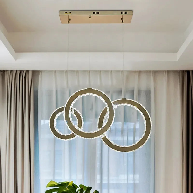 DecorBites™ Crystal Circle LED Pendant Chandelier for Dining Room