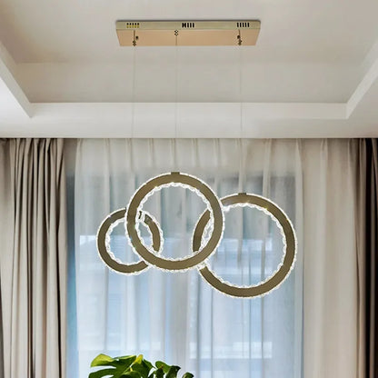 DecorBites™ Crystal Circle LED Pendant Chandelier for Dining Room