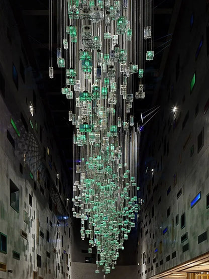 DecorBites™ Crystal Cube Pendant Light: Modern Designer Chandelier for Home & Hotel Settings