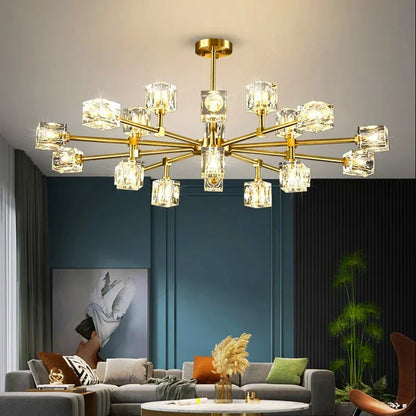 DecorBites™ Crystal Chandelier: Luxury Living Room & Bedroom Pendant Light