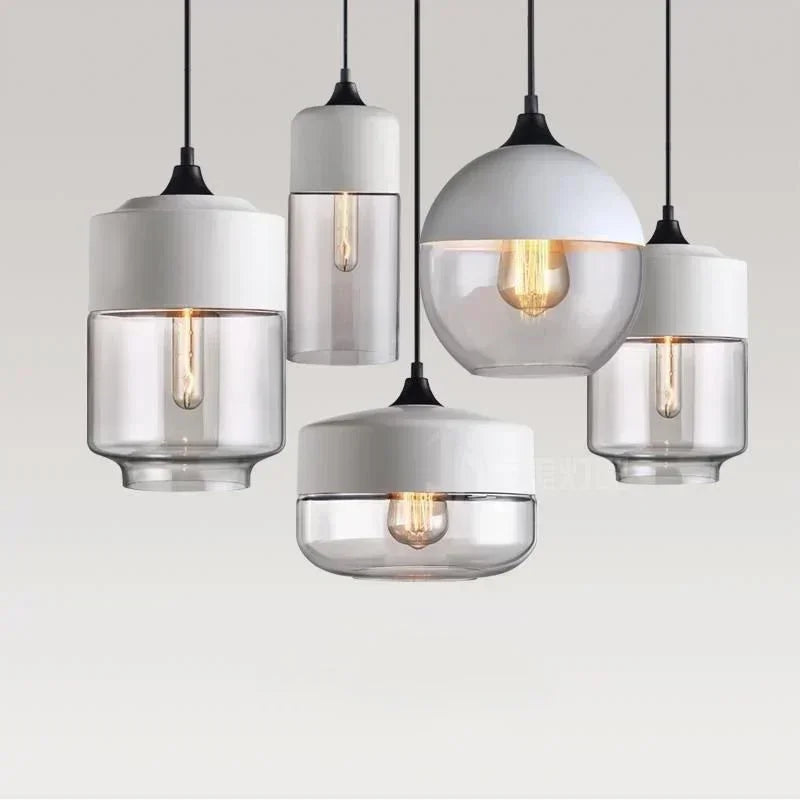 DecorBites™ Glass Wood Chandelier LED Pendant Light Fixture for Living Dining Bedroom