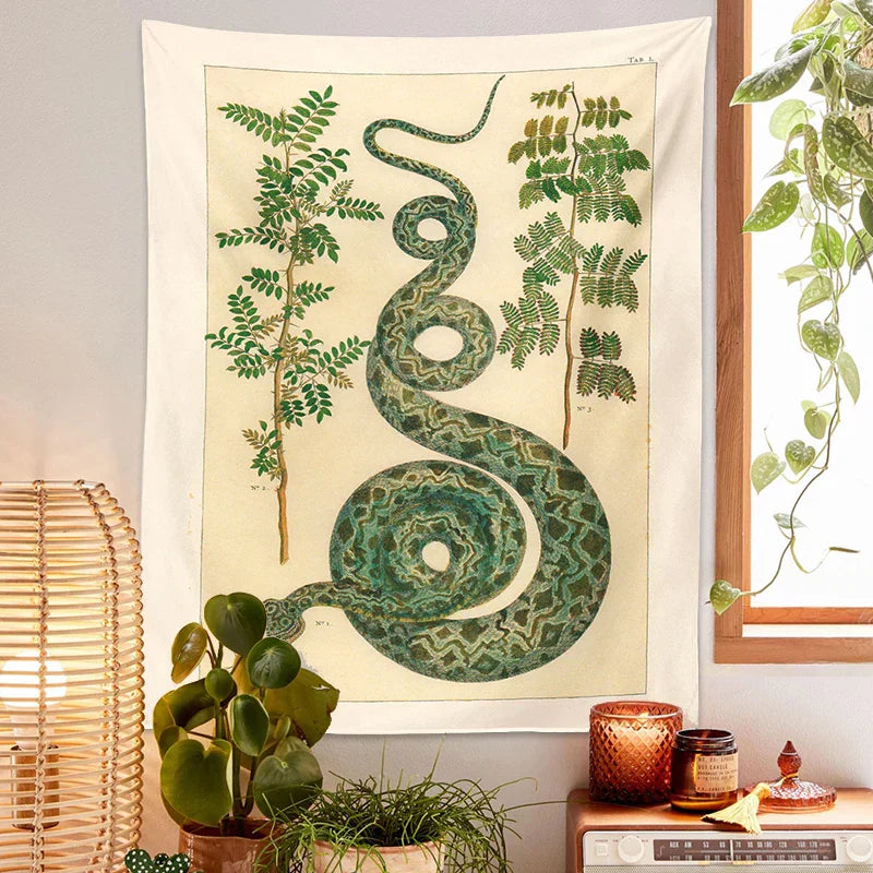 DecorBites™ Celestial Snake Tapestry Wall Hanging - Hippie Botanical Dorm Decor