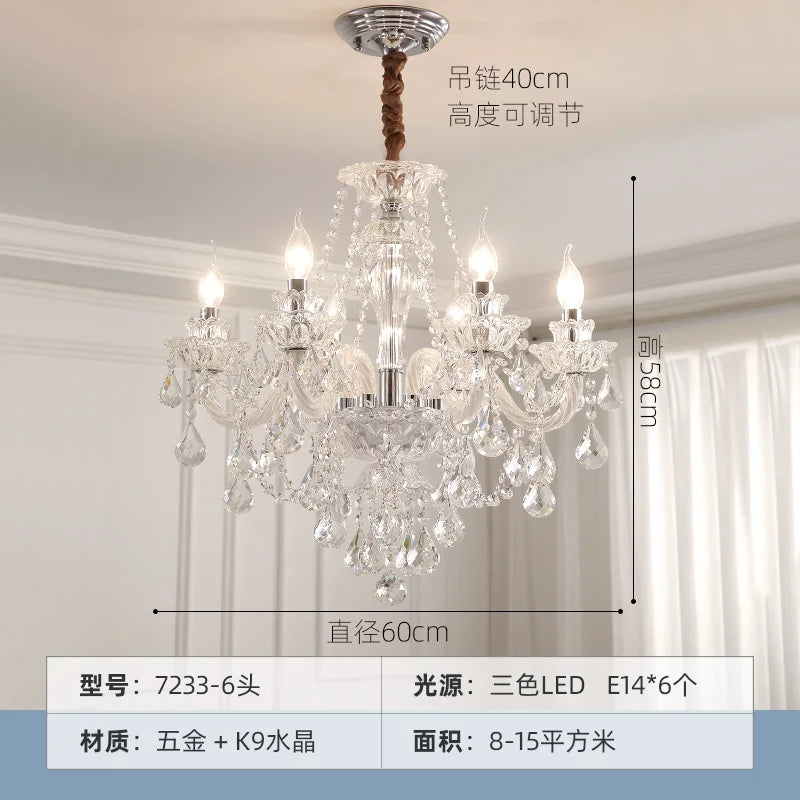 DecorBites™ Crystal Chandelier LED Candle K9 Crystal Lamp for Living Dining Bedroom Shop