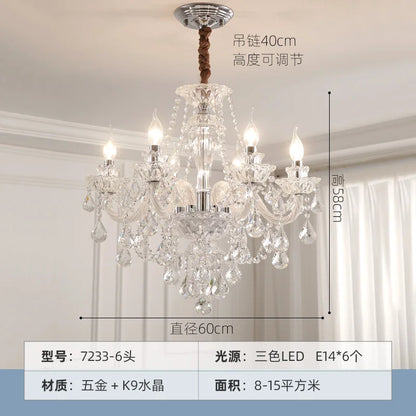 DecorBites™ Crystal Chandelier LED Candle K9 Crystal Lamp for Living Dining Bedroom Shop