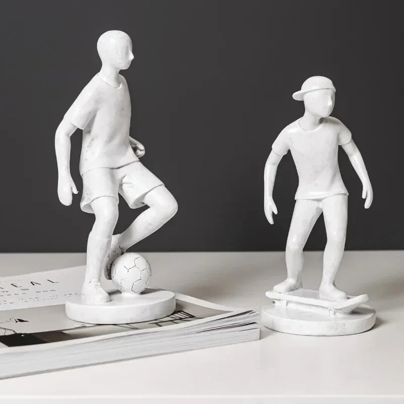 DecorBites™ Abstract Sports Player Sculpture Set Grey/White Figurines Home Decor