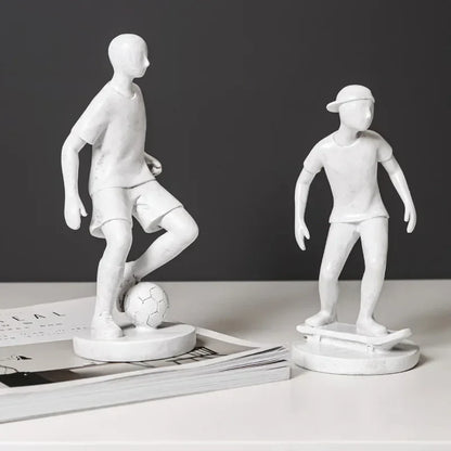 DecorBites™ Abstract Sports Player Sculpture Set Grey/White Figurines Home Decor