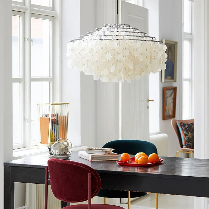 DecorBites™ Aeolian Bells Shell Chandelier for Mediterranean Living Room, Shop, Bar, and Restaurant