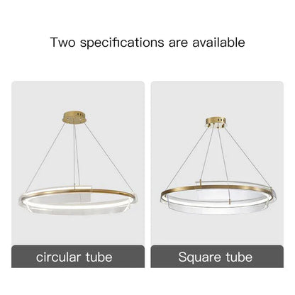 DecorBites™ Gold Ring Chandelier LED Pendant Light Modern Hanging Lamp for Home Decoration