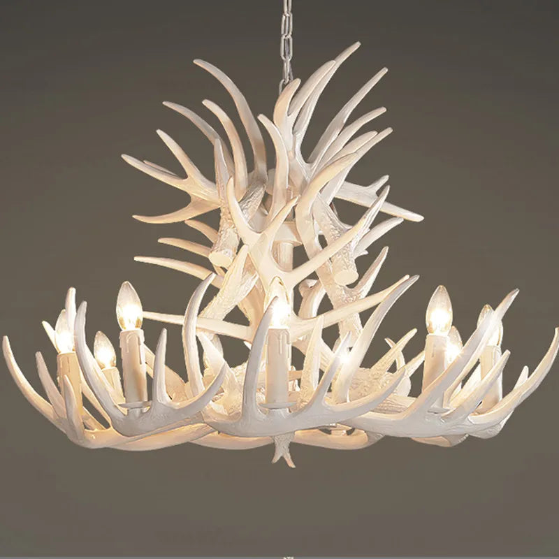 DecorBites™ Antler Pendant Chandelier for Living Room Decor - 6 Arms Deer Horn Hanging Lamp