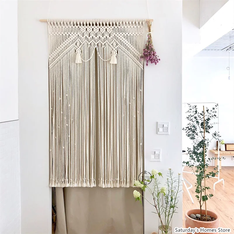 DecorBites™ Boho Macrame Tassel Curtain Tapestry for Wedding Décor & Window Treatment