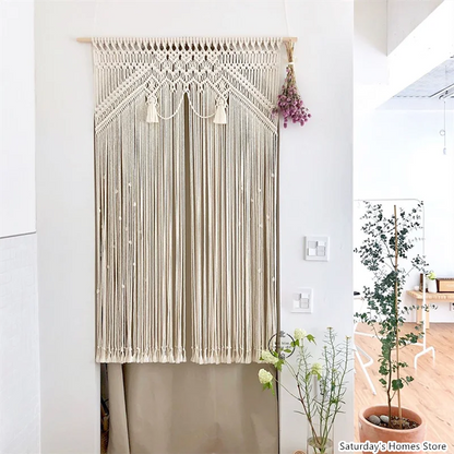 DecorBites™ Boho Macrame Tassel Curtain Tapestry for Wedding Décor & Window Treatment