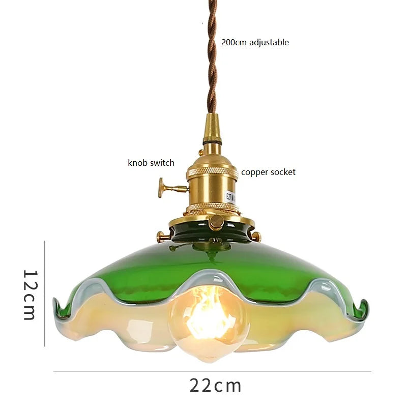 ™ Green Glass LED Pendant Light for Home, Restaurant, Bar, and Loft Style Decor.