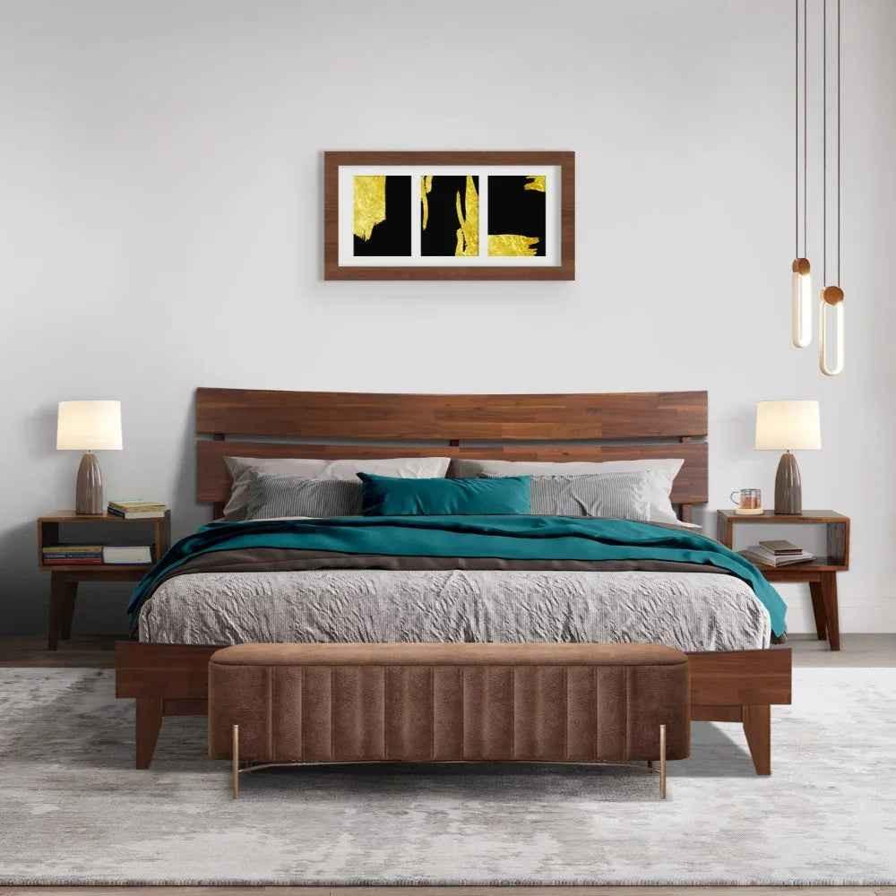 [Buy 1 Get 1] Aurora Solid Wood Bed Frame & Nightstand Set