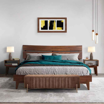 [Buy 1 Get 1] Aurora Solid Wood Bed Frame & Nightstand Set