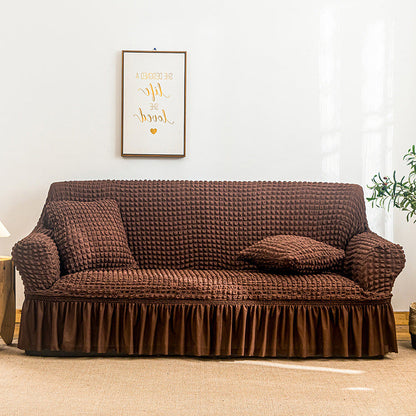 High-Quality Seersucker Stretch Sofa Slipcover with Elastic Bottom and Skirt Washable Furniture Protector for Kids and Pets 1/2/3/4 Seater Options