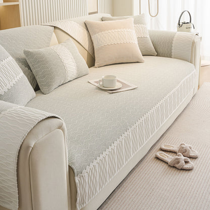 Herringbone Sofa Protector Cover, Non-Slip Couch Cover for Seat, Back & Arms