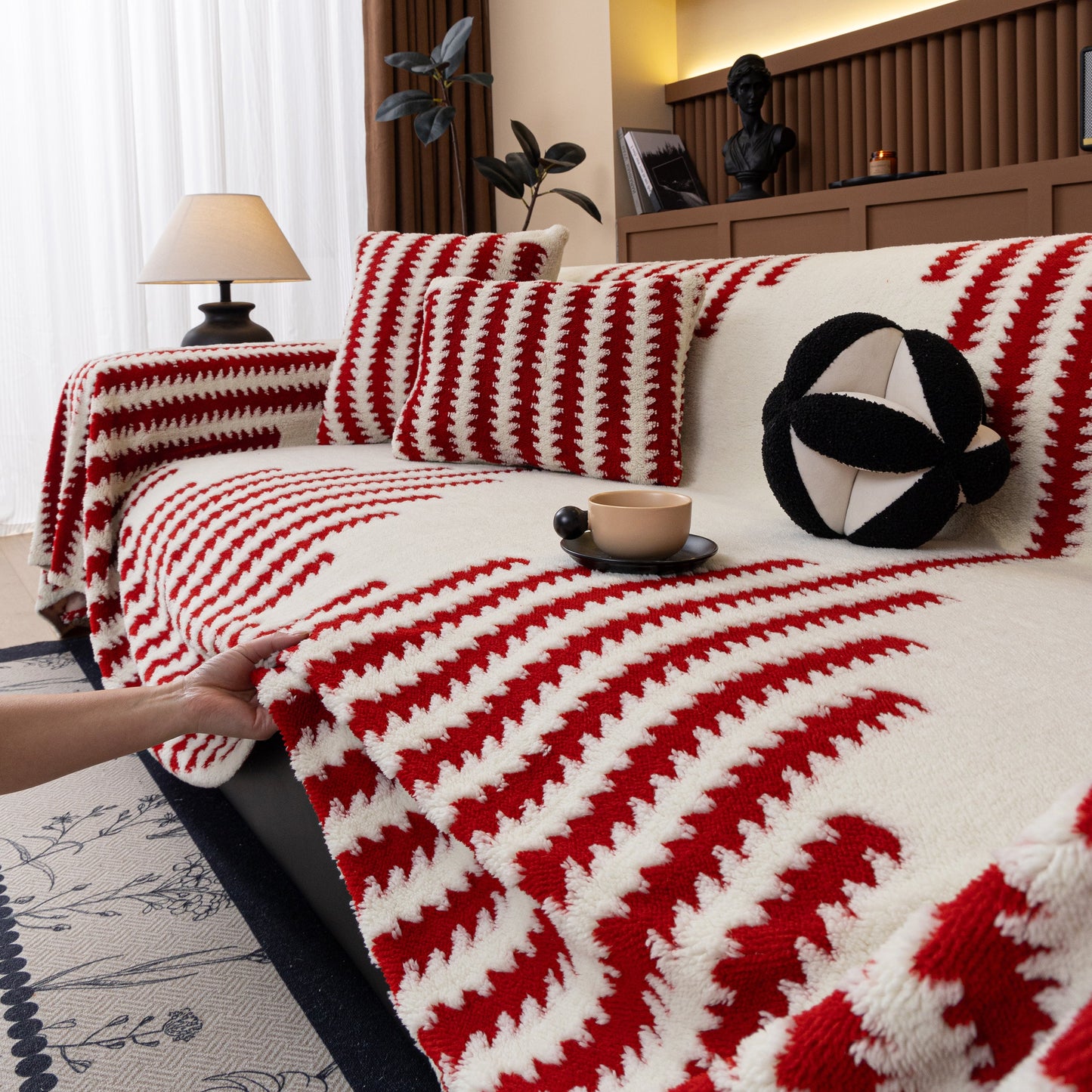 Jacquard Fleece Throw Blanket for Couch Plush Fuzzy Cozy Soft Blankets and Throws for Sofa