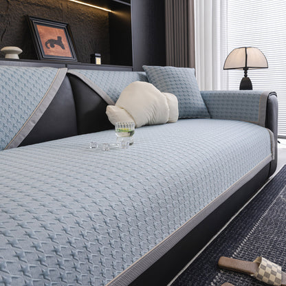 Houndstooth Ice Silk Breathable Sofa Cover, Modern Non-Slip Summer Couch Protector