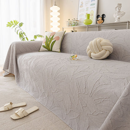 Durable Cooling Couch Cover for Dogs Textured Chic Leaf Summer Throw Cover Blanket