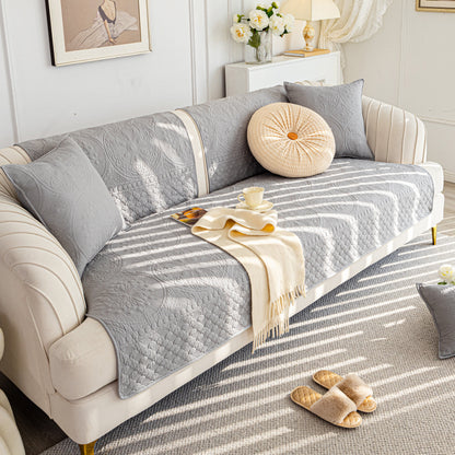Cotton Quilted Sofa Cover, Non-Slip Couch Protector Fits Backrest, Seat & Armrest