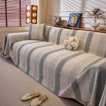Modern Striped Sofa Throw Blanket, Lightweight Couch Cover for Summer Seating