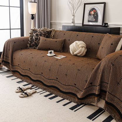 Chenille Couch Throw Cover Decorative Herringbone Sofa Blanket Protector for Couch
