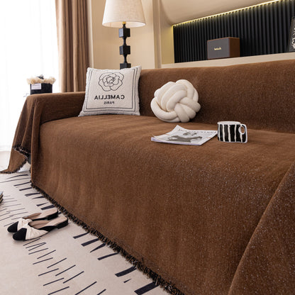 Solid Color Chenille Sofa Cover Blanket Furniture Covers for Sofas and Loveseats