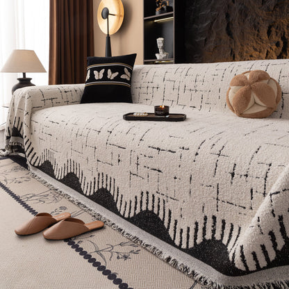 Chenille Sofa Cover Throw Blanket Woven Textured Decorative Furniture Slipcover