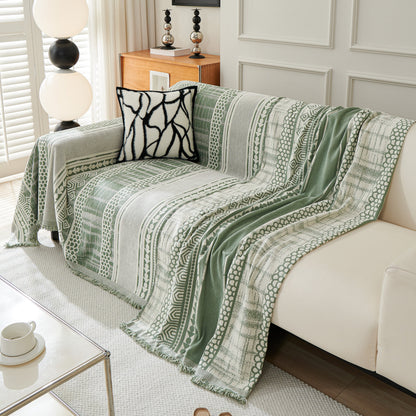 Chenille Sofa Cover Throw Blanket, Boho Geometric Scratch Proof Couch Protector