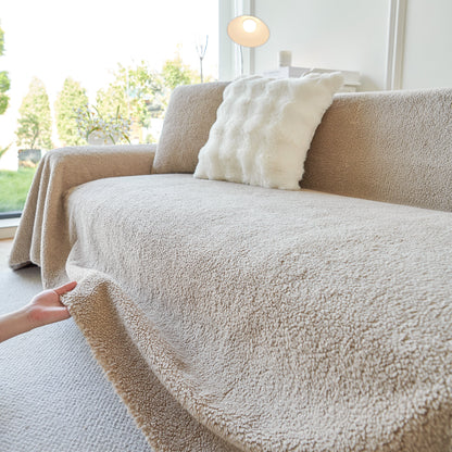 Thick Sherpa Fleece Sofa Protector Cover Stylish Durable Slipcovers for Couches and Chairs