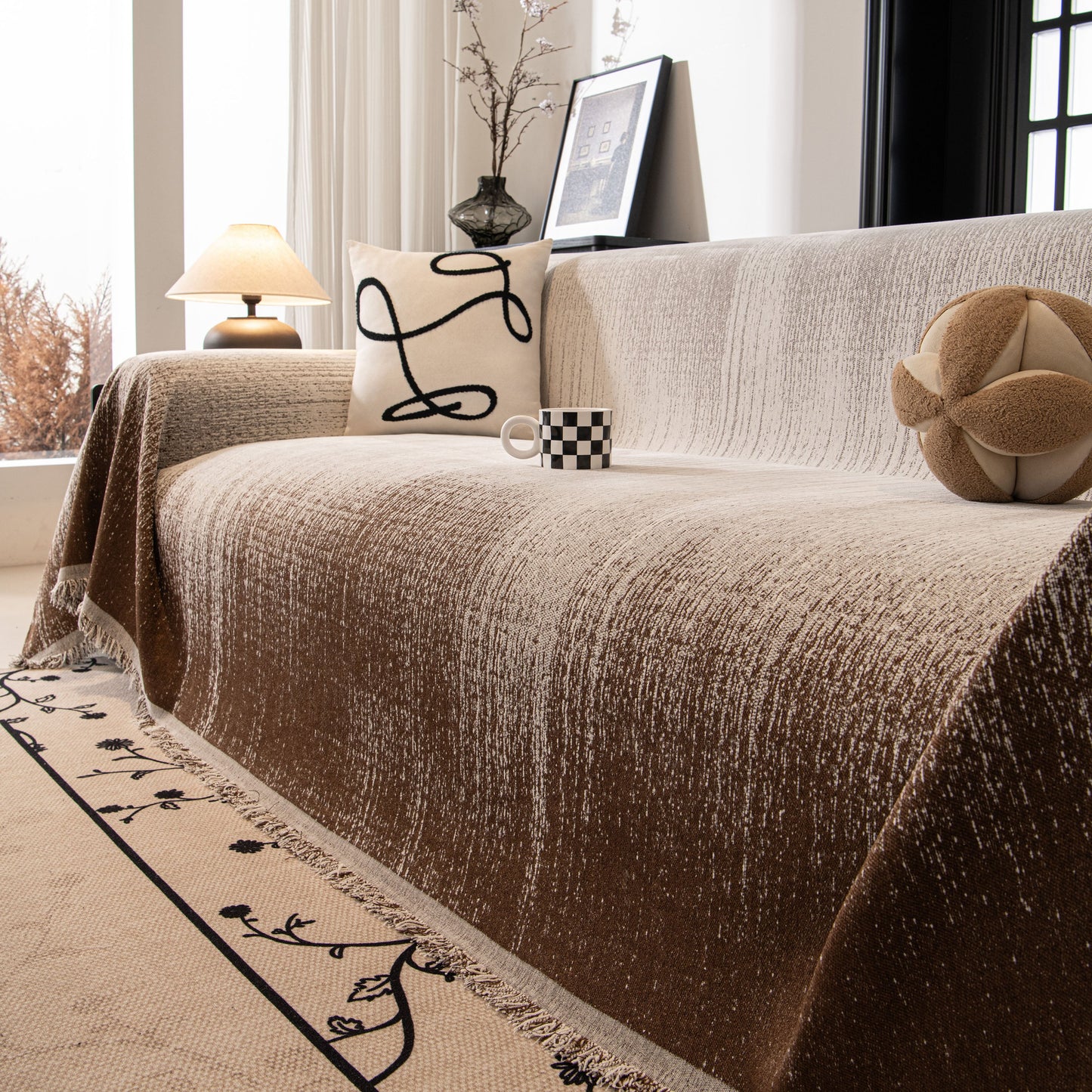Modern Textured Sofa Cover Blanket, Tightly Woven Pet Sofa Throw for Sectional Couches