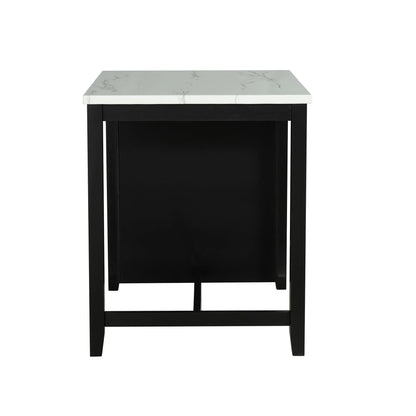 36" Modern Dining Table Set with 2 Stool, High Gloss Table Top, USB-A & USB-C Charging Ports