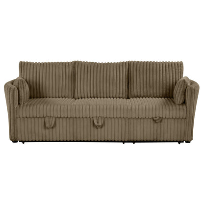 Brown Faux Fur Oversized Convertible Sleeper Sectional Sofa Couch Daybed and Chair Pull Out with 2 Pillows, USB Charging Ports for Living Room