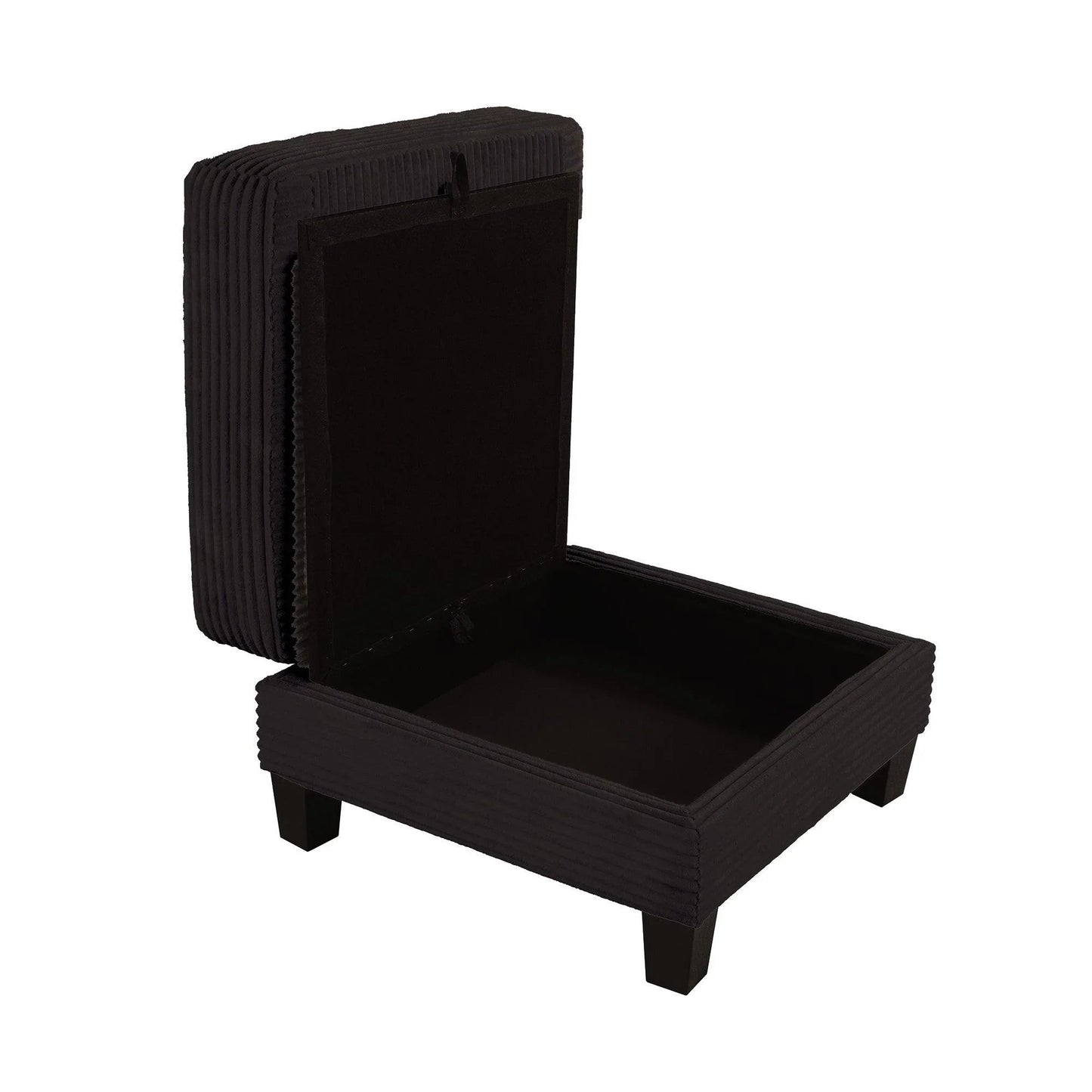 Black 3 Piece Set Comfy Sofa Couch 3-Seater & Loveseat Sofa with Storage Ottoman for Living Room with USB, Side Pockets, Pillows included