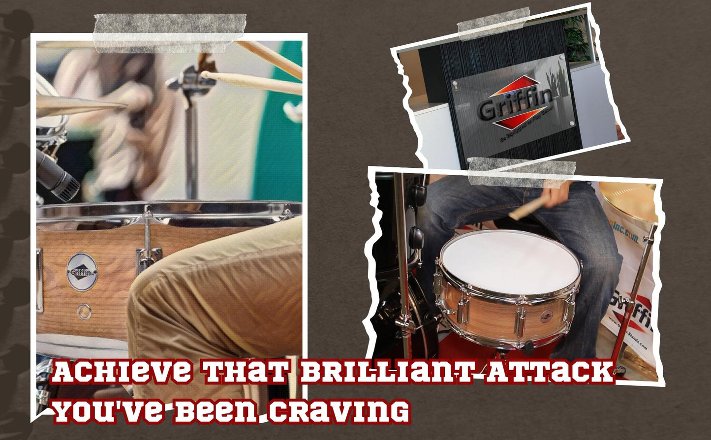 GRIFFIN Snare Drum Kit with Snare Stand, 2 Pairs of Maple Drum Sticks & Drum Key | Wood Shell Drum Set, Percussion Musical Instrument Practice Package | 8 Metal Tuning Lugs & Snare Strainer Throw Off