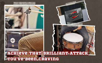 Snare Drum Kit by GRIFFIN | Includes Snare Stand, 2 Pairs of Maple Drum Sticks & Drum Key | 14" x 5.5" Poplar Shell | Percussion Musical Instrument Practice Package