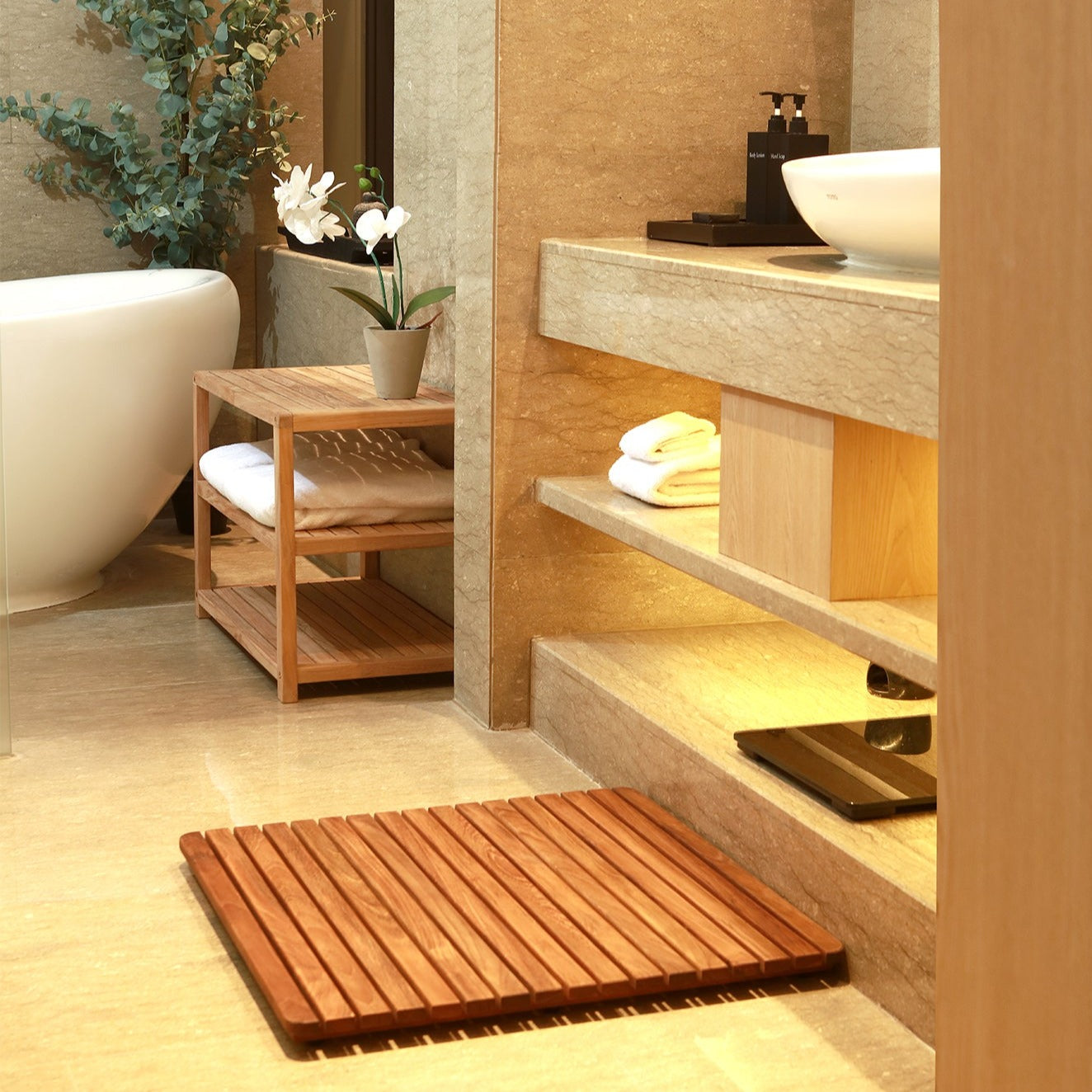 Redfish Oiled Teak Shower and Bath Mat 19.6″ x 19.6″