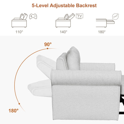 3-in-1 Adjustable Sleeper Sofa Bed Pull Out Chair Sofa