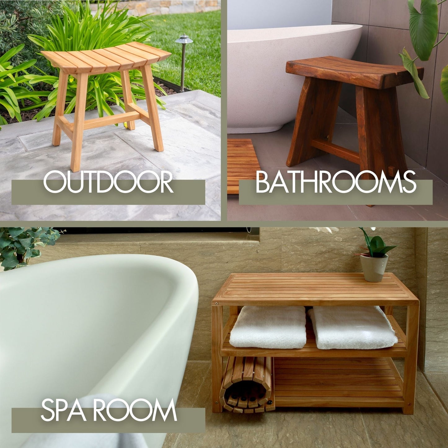 Stanley Natural Teak Shower and Bath Corner Stool with Shelf - 15.7"