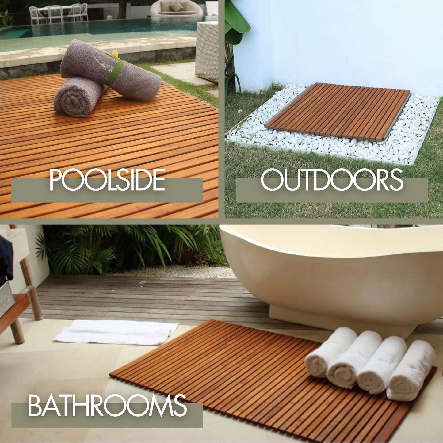Wyoming Oiled Teak Shower and Bath String Mat 31.4″ x 19.6″ (no feet)
