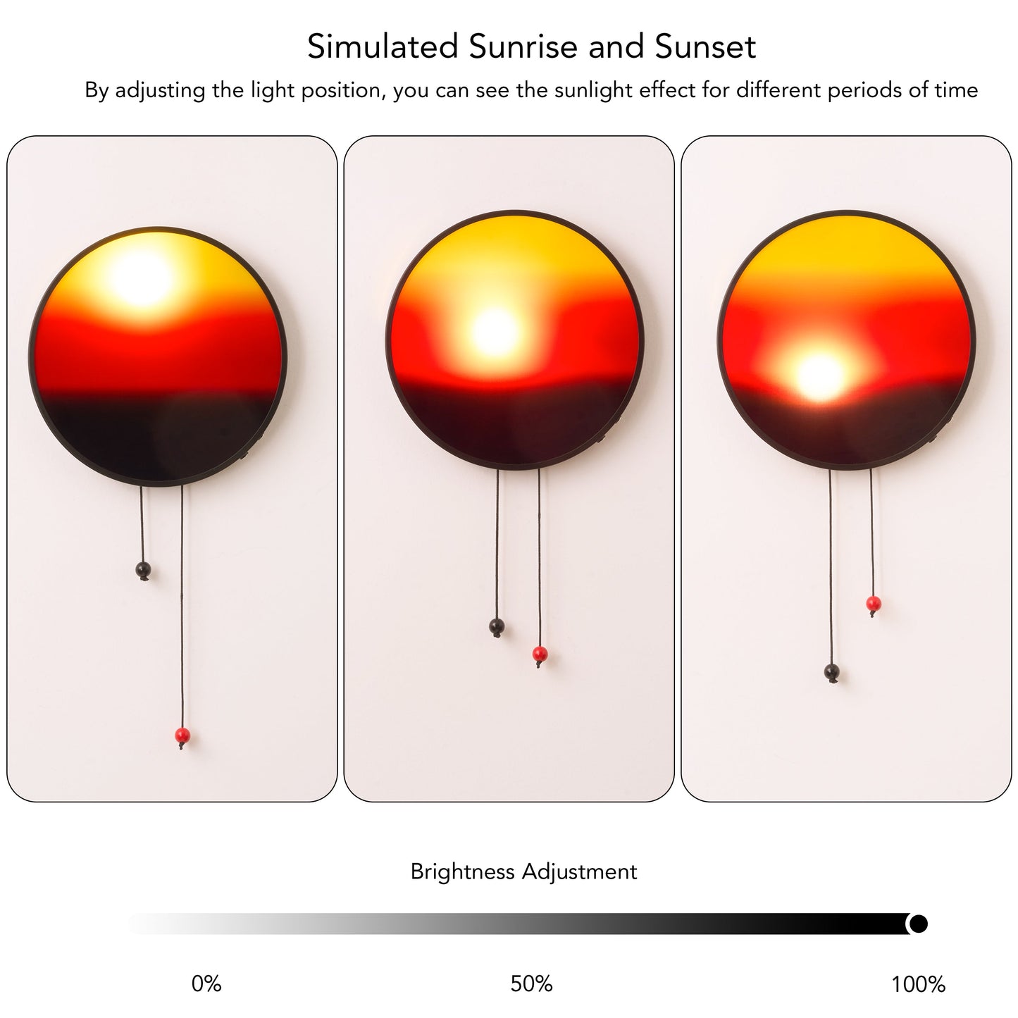 Creative Sunset Hand Pulled Night Light, Movable Sunrise to Sunset Scenery Wall Lamp, Battery Rechargeable Wall Light