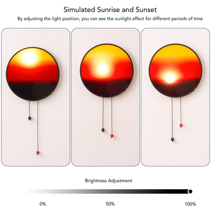 Creative Sunset Hand Pulled Night Light, Movable Sunrise to Sunset Scenery Wall Lamp, Battery Rechargeable Wall Light