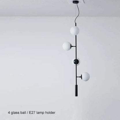 DecorBites™ Brass Chandelier with Black Art Glass Ball - Minimalist Living Room Dining Decor