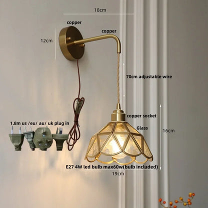 DecorBites™ Amber Glass LED Wall Light Modern Nordic Bedroom Reading Lamp