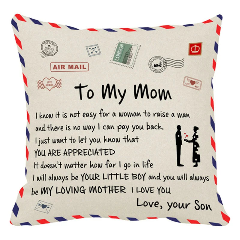 DecorBites™ Love Mom Cushion Cover 45x45cm - Family Anniversary Gift - Nordic Design