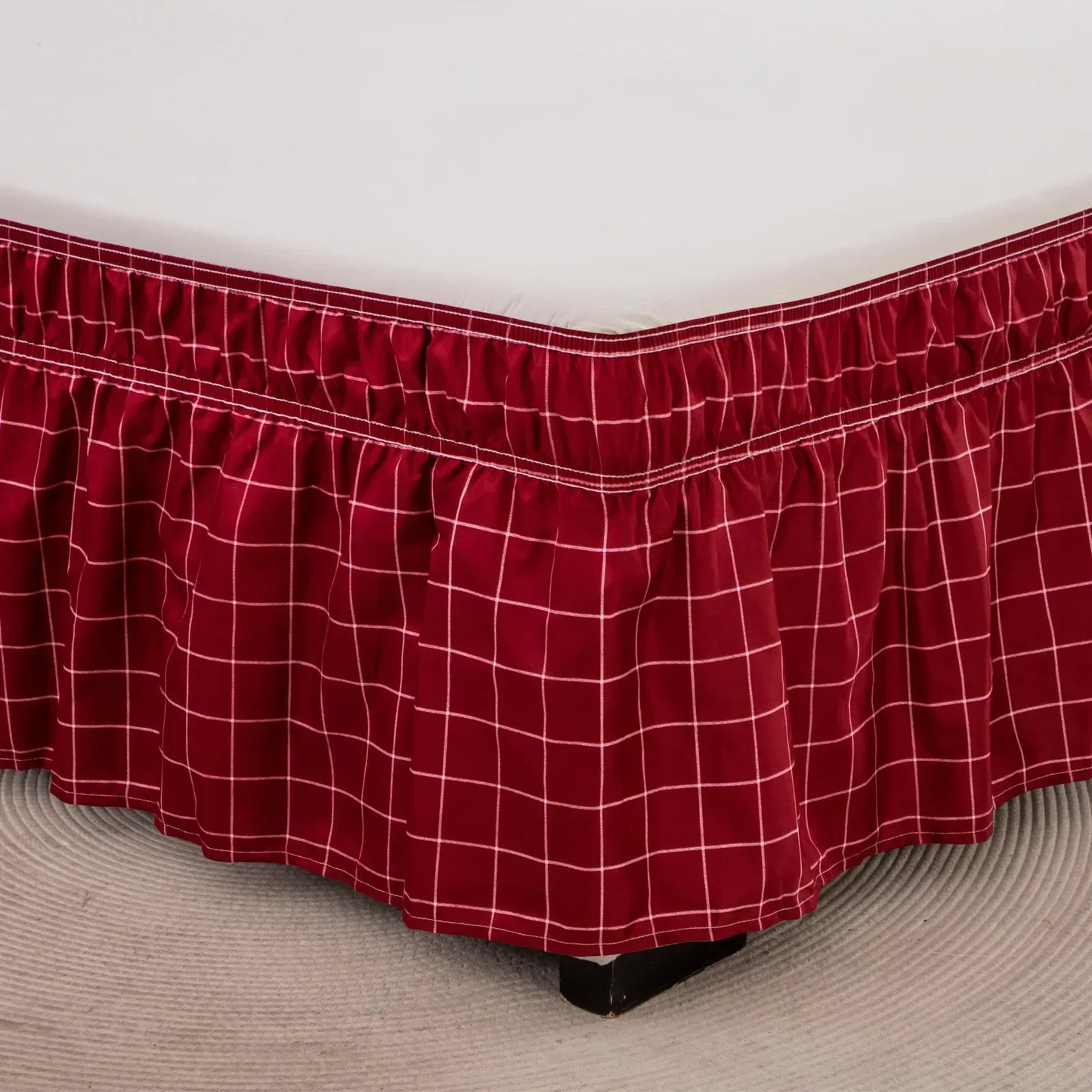 DecorBites™ Elastic Band Diamond Lattice Ruffled Bed Skirt for Queen Size Mattress