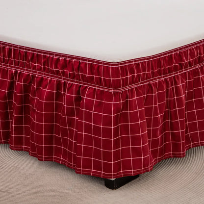 DecorBites™ Elastic Band Diamond Lattice Ruffled Bed Skirt for Queen Size Mattress