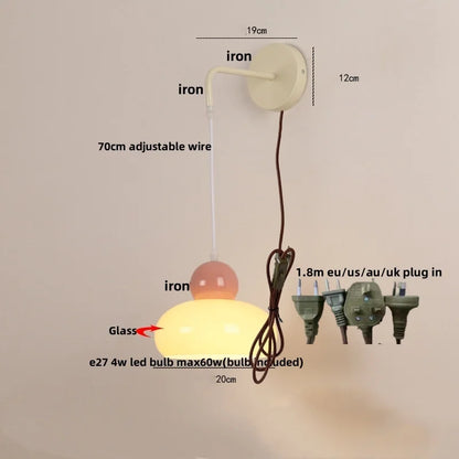 DecorBites™ Iron Nordic LED Wall Light Fixture Glass Adjustable Bedside Lamp